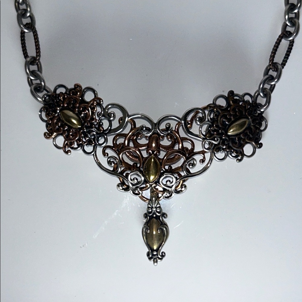 NWOT Carolyn Pollack 3 Metal Designer Magnetic Close Necklace & Enhancer